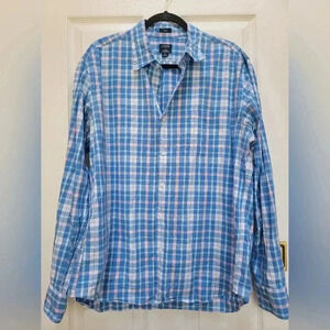 J. Crew Men's Pastal Plaid Button Down Long Sleeve Shirt Size XL Slim Fit